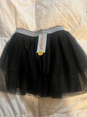 Cat & Jack Black Girls' Tulle Skirt with Silver Waistband